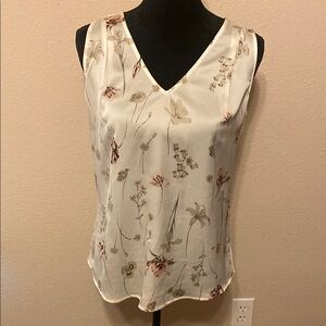 White Floral Blouse with V-Neckline